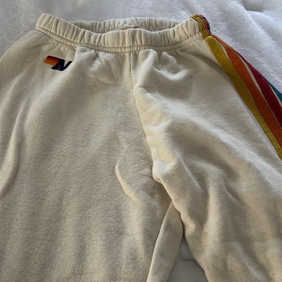 Aviator Nation 5 stripe stitch work down the entire leg size xs vintage white - Picture 6 of 8